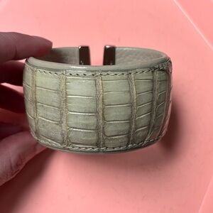 Cuff bracelet - genuine Argentine crocodile. Rare, vintage, antique, + stunning.
